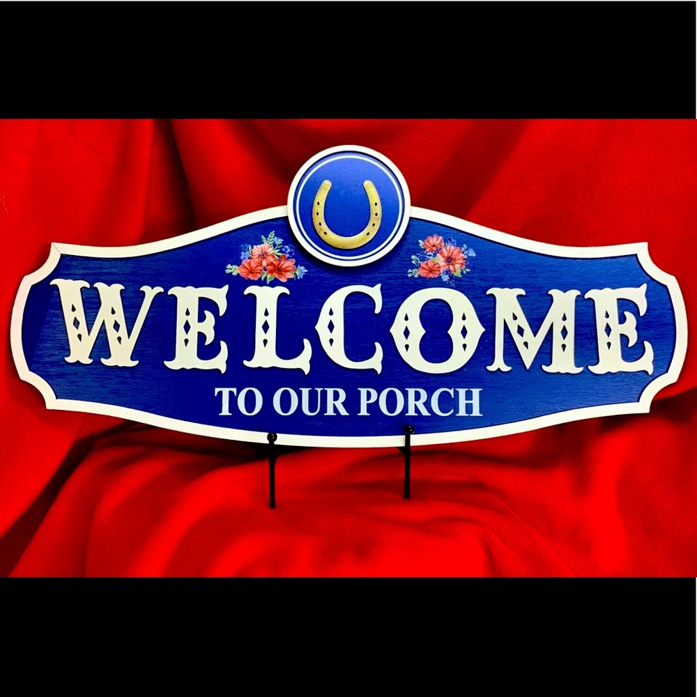 The Pioneer Woman MDF Painted Floral - Welcome to our Porch - Sign 24" x 11"